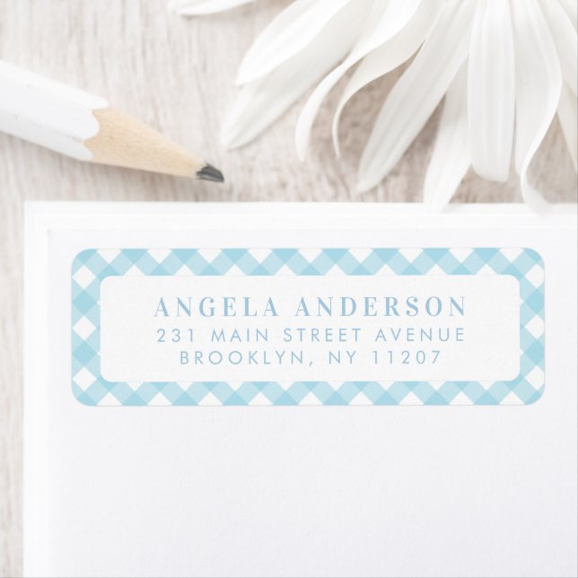 Modern Chic Pastel Light Blue Gingham Plaid Check (Insitu)