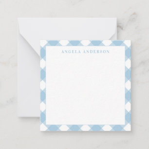 Modern Chic Pastel Light Blue Gingham Plaid Check Card