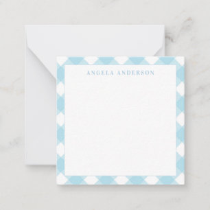 Modern Chic Pastel Light Blue Gingham Plaid Check  Card