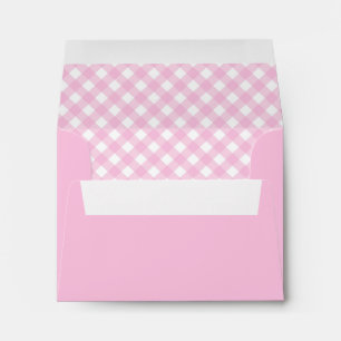 Modern Chic Pastel Light Blush Pink Plaid Gingham Envelope