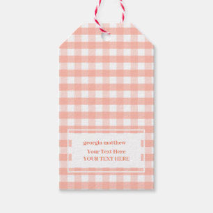 Modern Chic Pastel Orange Gingham Plaid  Gift Tags