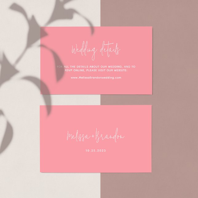 Modern Chic Pastel Pink Script Typography Wedding  Enclosure Card (Creator Uploaded)