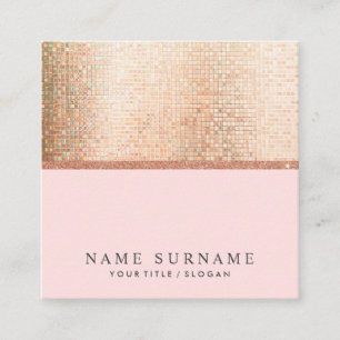 Modern Chic PastelPink Sequin Square Business Card