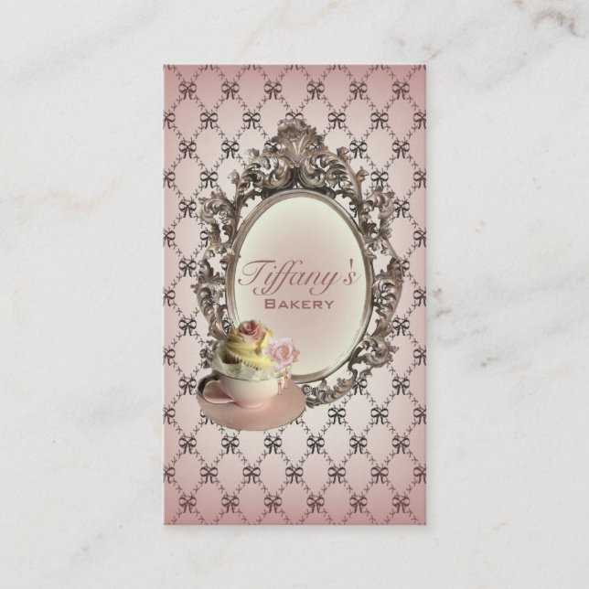 modern chic pastry chef bakery cupcake business card (Front)