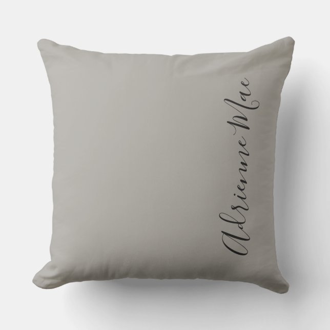 Modern Chic Personalised Name Minimalist Grey Cushion (Front)
