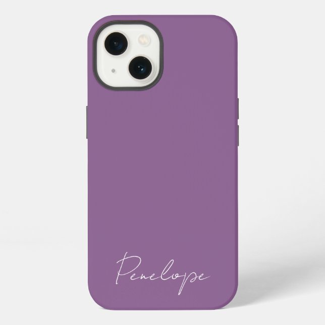 Modern Chic Personalised name script Dusky Purple  iPhone Case (Back)