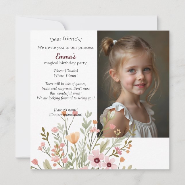 Modern chic photo birthday invitation (Front)