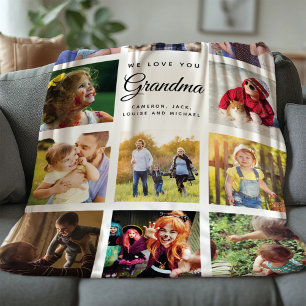 Modern Chic Photo Collage Grandma Family Keepsake Sherpa Blanket