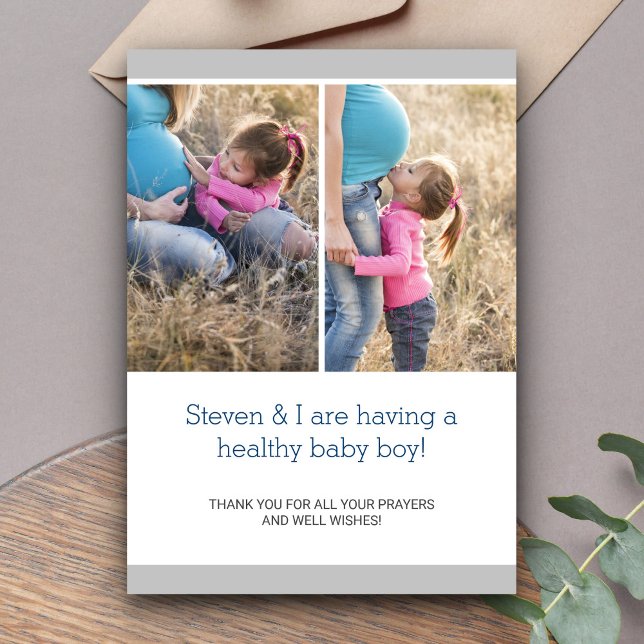 Modern Chic Photo Collage Pregnancy Announcement (Creator Uploaded)