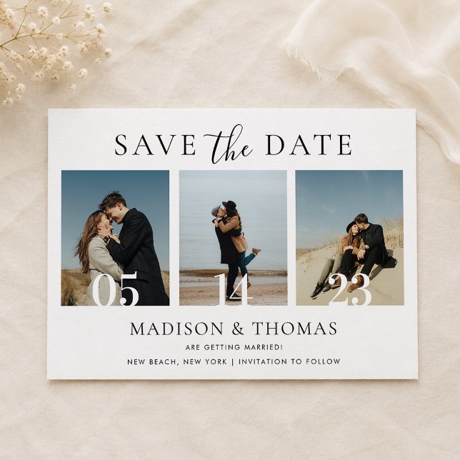 Modern Chic Photo Collage Wedding Save The Date Invitation (Creator Uploaded)