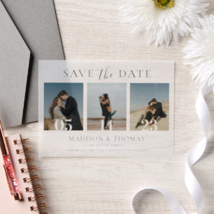 Modern Chic Photo Collage Wedding Save The Date Vellum Invitations