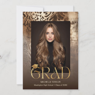 Modern Chic Photo Graduation Leopard Safari Announcement