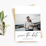 Modern Chic Photo Landscape Save the Date White Invitation<br><div class="desc">Get your guests excited for your wedding by sending a modern & Chic Photo Landscape Save the Date Card with your photo & modern calligraphy.  See our photo wedding Invitation collection for more styles or photo orientations.</div>