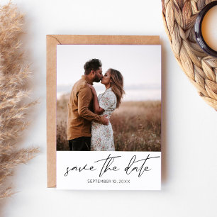 Modern Chic Photo Vertical Save the Date White Inv Invitation