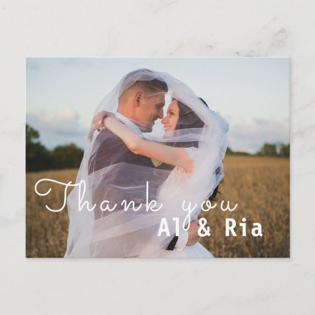 Modern Chic Photo Wedding Thank You Postcard (Front)