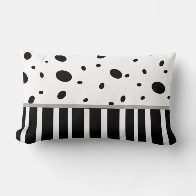 modern chic pillow black and white dots stripes (Front)