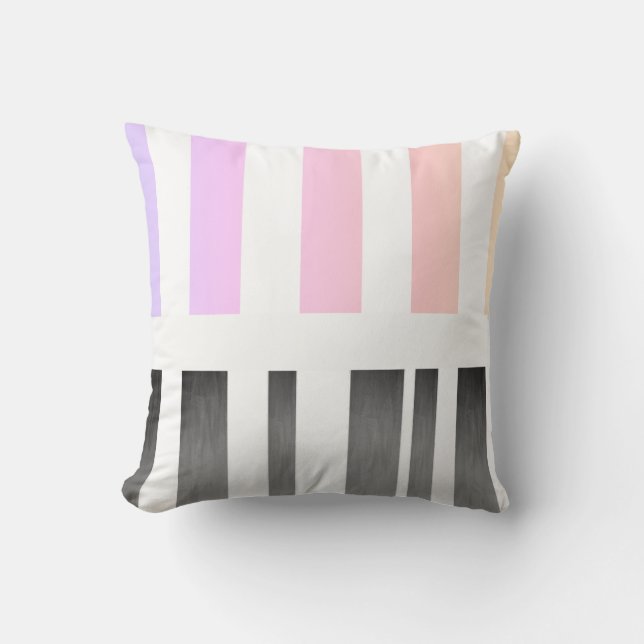 modern chic pillow stripes pink and grey (Front)