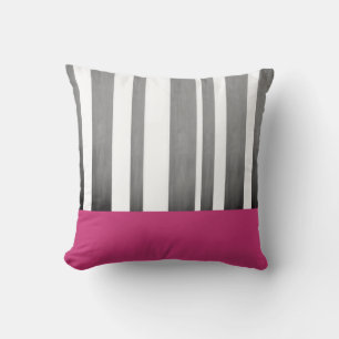 modern chic pillow stripes pink and grey