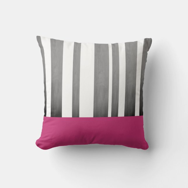 modern chic pillow stripes pink and grey (Front)