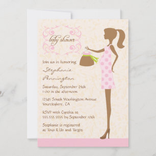 Modern chic pink and brown baby shower invitation