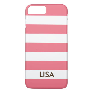 Modern Chic Pink and White Stripe Golden Monogram Case-Mate iPhone Case