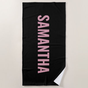Modern Chic Pink & Black Beach Towel