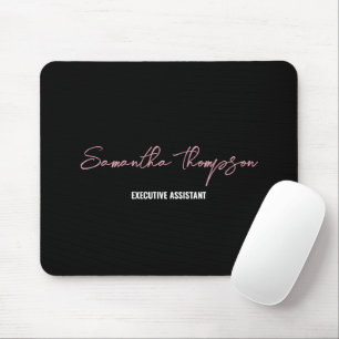 Modern Chic Pink Black Minimalist Script  Mouse Pad