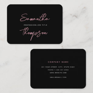 Modern Chic Pink Black Professional Script Business Card