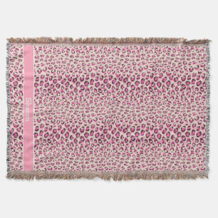 Modern chic pink cheetah print pattern monogram throw blanket