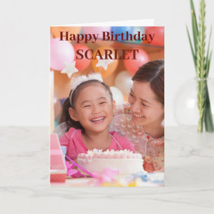 Modern Chic Pink Cute Photo Birthday Greeting Card
