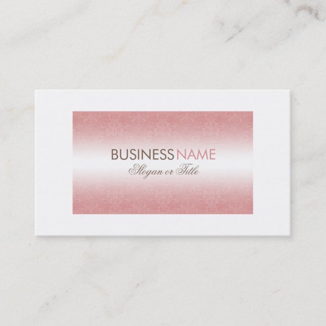 Modern Chic Pink Damask Chic Business Card (Front)