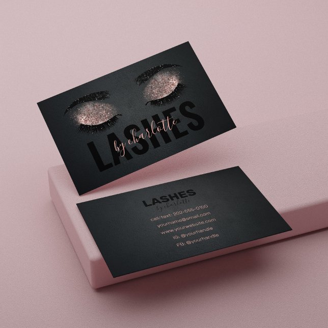 Modern Chic Pink Glitter & Black Lash Artist Business Card (Creator Uploaded)