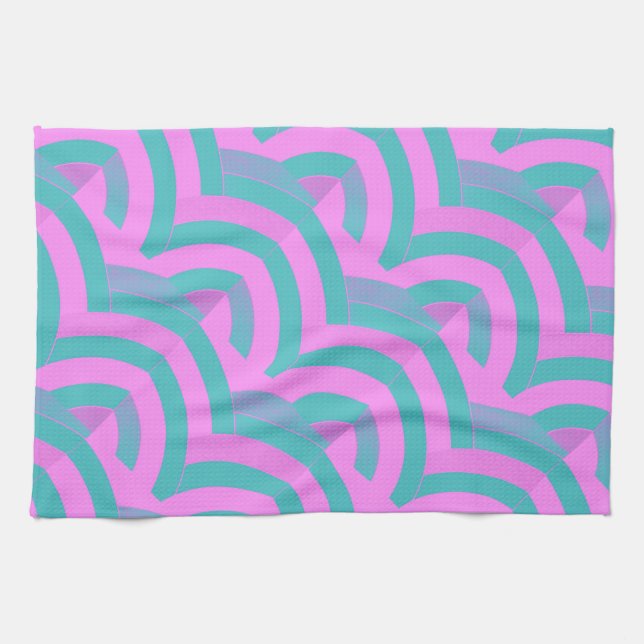 modern chic pink/green chevrons tea towel (Horizontal)