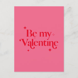 Modern Chic Pink Red Sparkle Be My Valentine Holiday Postcard