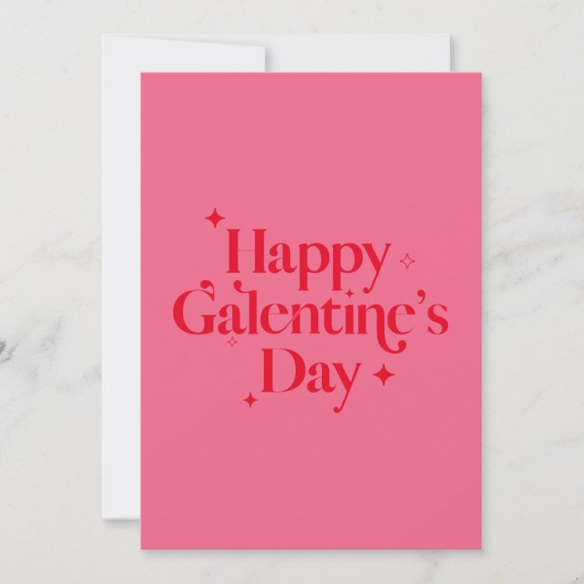 Modern Chic Pink Red Sparkle Happy Galentines Day Holiday Card (Front)