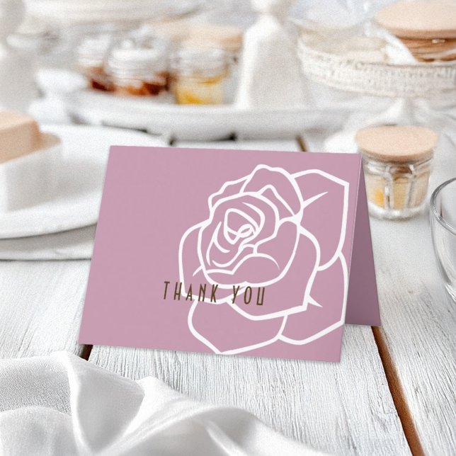 Modern Chic Pink Rose Minimalist Thank You Card (Creator Uploaded)