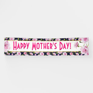 Modern Chic Pink Roses Mother's Day Banner