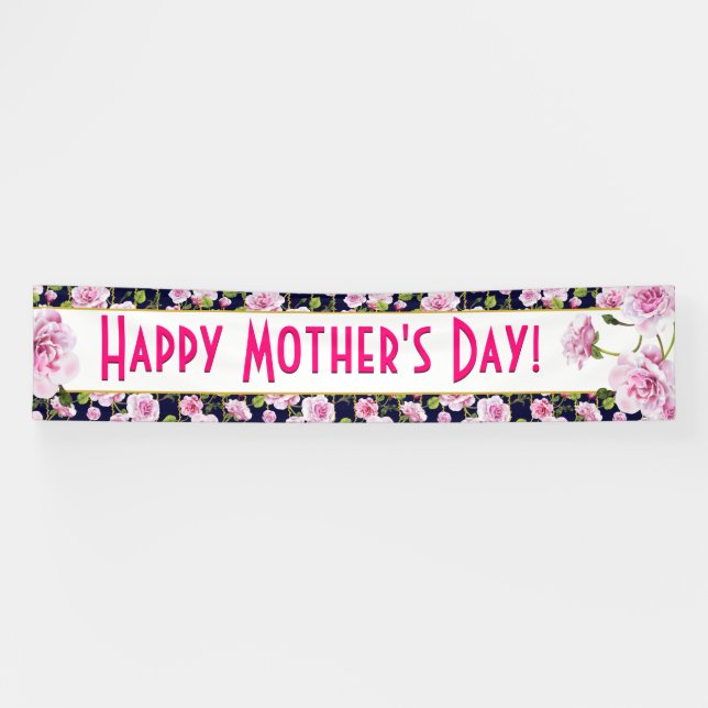 Modern Chic Pink Roses | Mother's Day Banner (Horizontal)