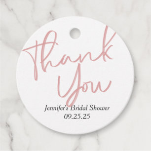 Modern chic pink script calligraphy bridal brunch favour tags