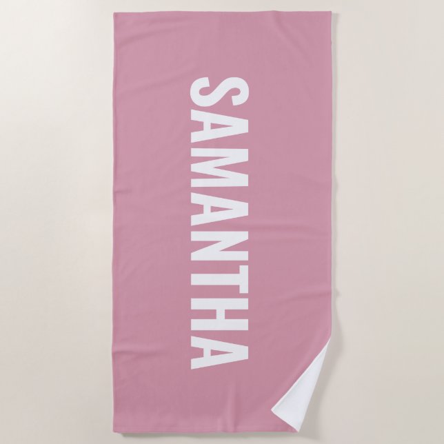 Modern Chic Pink & White  Beach Towel (Front)