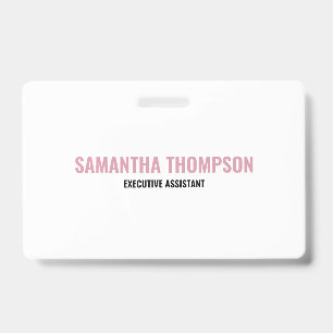 Modern Chic Pink, White & Black ID Badge