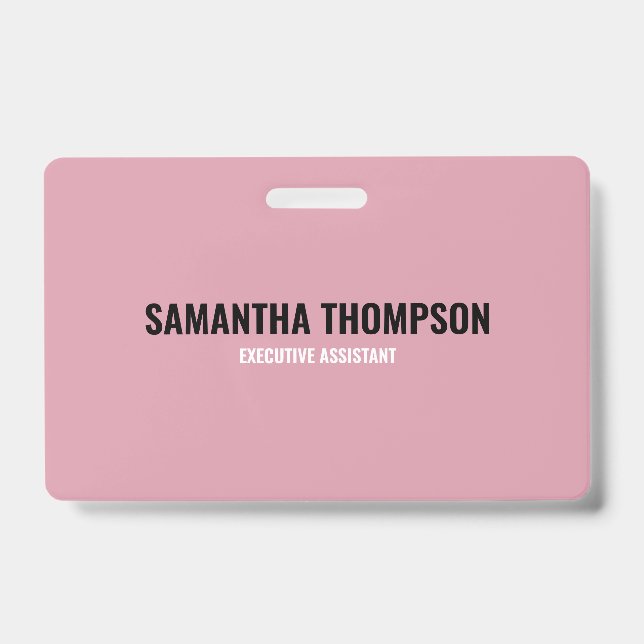 Modern Chic Pink, White & Black ID Badge (Front)