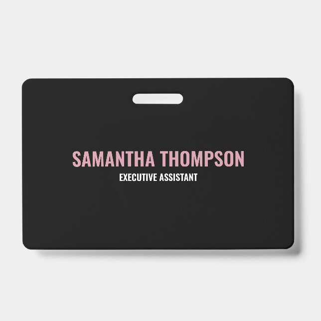 Modern Chic Pink, White & Black  ID Badge (Front)