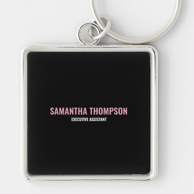 Modern Chic Pink, White & Black  Key Ring (Front)