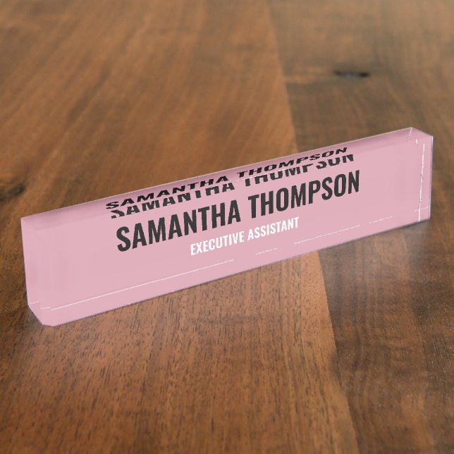 Modern Chic Pink, White & Black  Nameplate (Side)