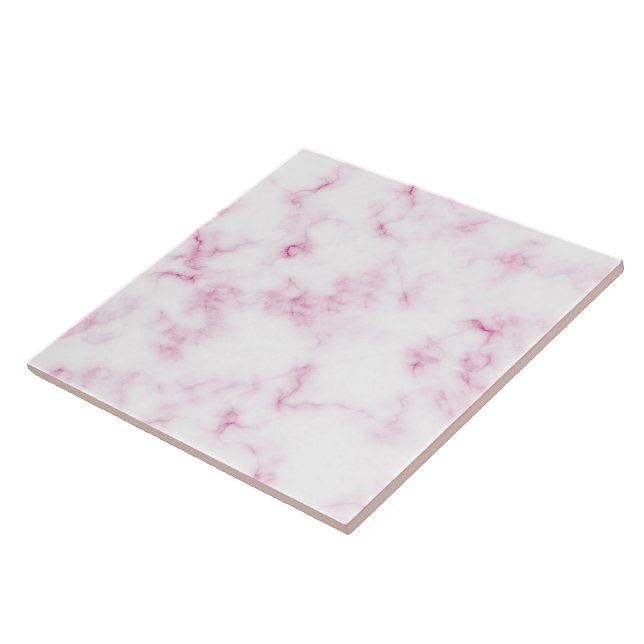 Modern Chic Pink & White Marble Texture Tile (Side)