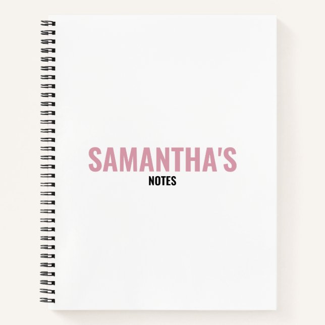 Modern Chic Pink & White   Notebook (Front)