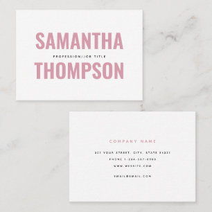 Modern Chic Pink & White Professional  Business Card