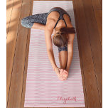 Modern Chic Pink White Stripes Monogram Exercise Yoga Mat<br><div class="desc">Create your own custom, personalised, modern, chic, stylish, pretty, light pink and white lines stripes pattern, elegant dark pink typography script, lightweight, eco friendly, composed of cellular vinyl, free from harmful BPAs, phthalates, and latex, quality yoga exercise mat with a soft cushion feel, and a mesh centre membrane for added...</div>