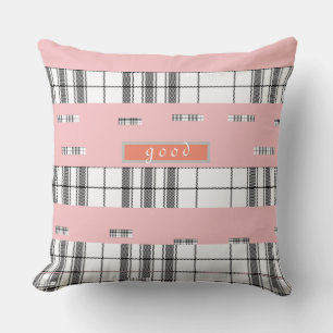  Modern Chic Plaid Pink Throw Pillow